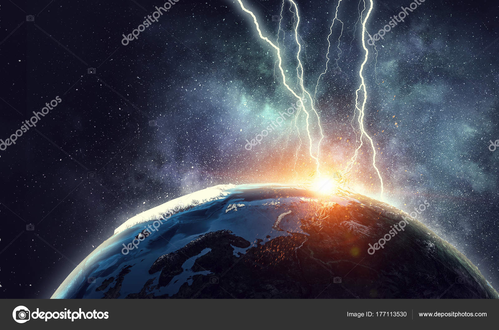 Lyn treffer jordkloden – stockfoto © SergeyNivens #177113530, image size:1600x1060