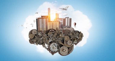 Mini şehir tasarım. Karışık teknik