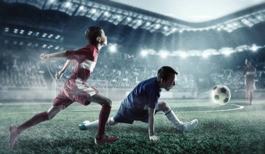 Çocuk futbol oynamak. Karışık teknik