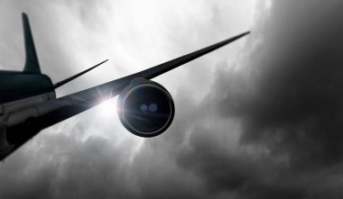 Uçak gökyüzünde. Karışık teknik