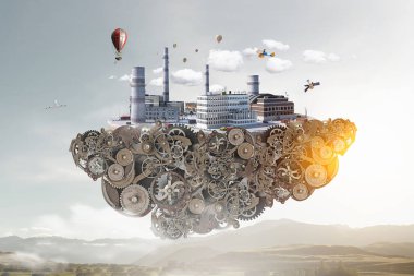 Mini şehir tasarım. Karışık teknik