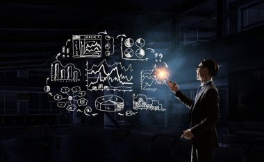 Geç geceye kadar çalışma. Karışık teknik