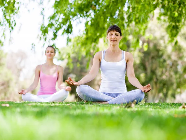 Genç kadın parkta egzersiz