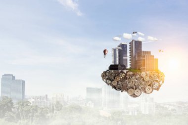 Mini şehir tasarım. Karışık teknik