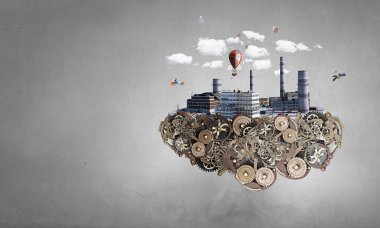 Mini şehir tasarım. Karışık teknik