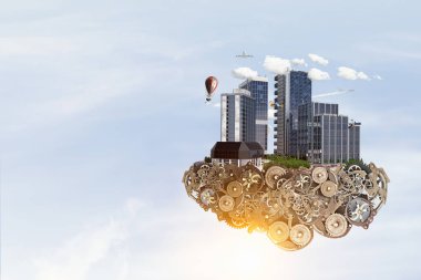 Mini şehir tasarım. Karışık teknik