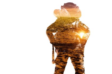 Beyaz uzay adamı. Karışık teknik