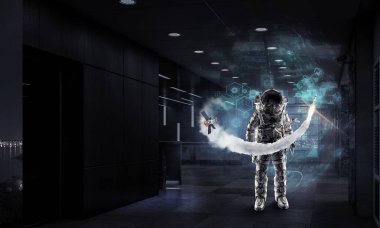 Spaceman görev için hazır. Karışık teknik