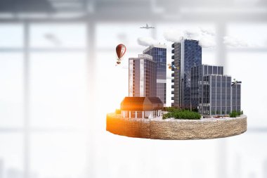 Mini şehir tasarım. Karışık teknik