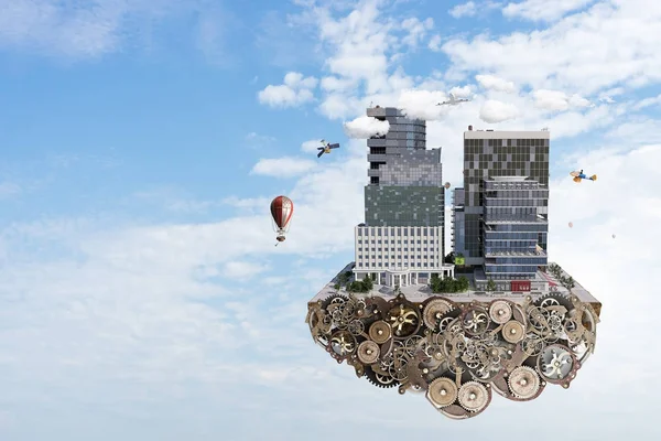 Mini şehir tasarım. Karışık teknik