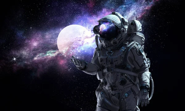 Vesmířan a jeho mise. Smíšená média — Stock fotografie