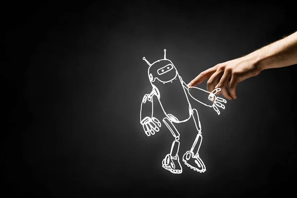 Funny sketched robot — Stock Photo, Image