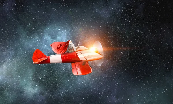 Noel Baba geliyor. Karışık teknik