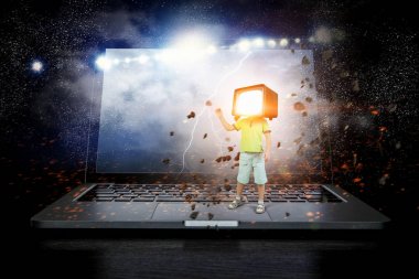TV çocuk bağımlısı. Karışık teknik