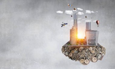 Mini şehir tasarım. Karışık teknik