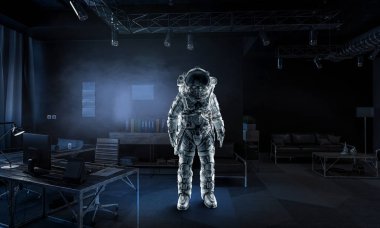 Spaceman görev için hazır. Karışık teknik