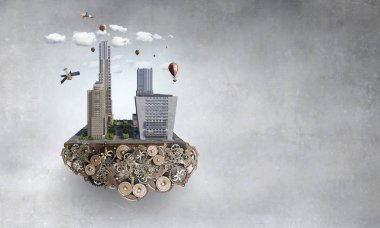 Mini şehir tasarım. Karışık teknik