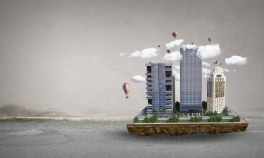 Mini şehir tasarım. Karışık teknik
