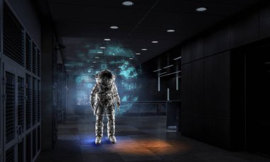 Spaceman görev için hazır. Karışık teknik