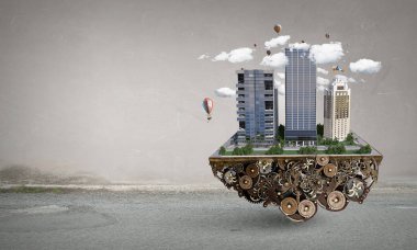 Mini şehir tasarım. Karışık teknik