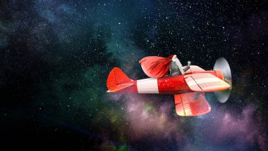 Noel Baba geliyor. Karışık teknik