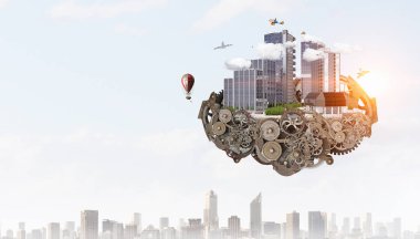 Mini şehir tasarım. Karışık teknik