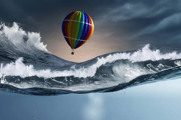 Air balloon in storm — Stock Photo, Image