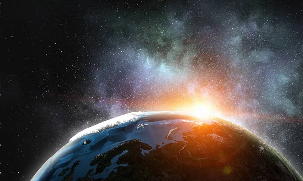 Rayo que golpea el planeta Tierra — Foto de Stock