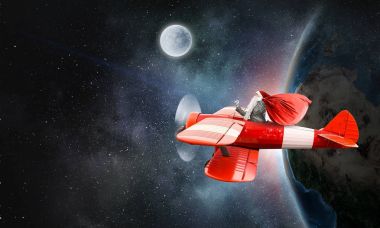 Noel Baba geliyor. Karışık teknik