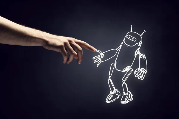재미 있는 스케치 로봇 — 스톡 사진