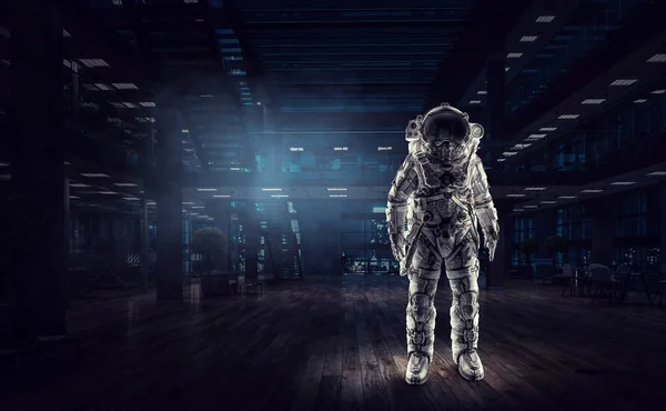 Spaceman gotowy do misji. Techniki mieszane — Zdjęcie stockowe