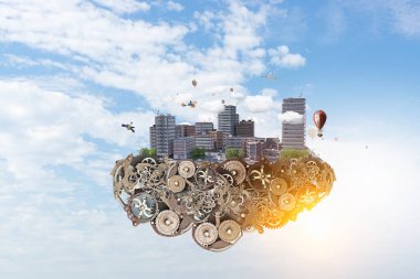 Mini şehir tasarım. Karışık teknik