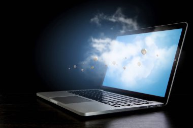 Parlayan dizüstü bilgisayar aygıt. Karışık teknik