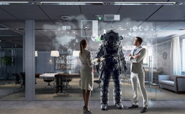 Uzay giysisi tasarım. Karışık teknik