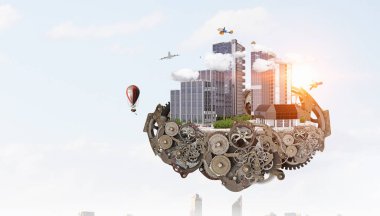 Mini şehir tasarım. Karışık teknik