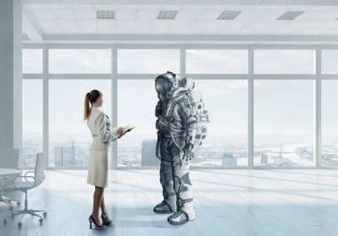 Uzay giysisi tasarım. Karışık teknik