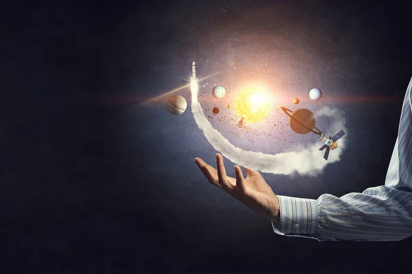 Solar system in hands — Stock Photo, Image