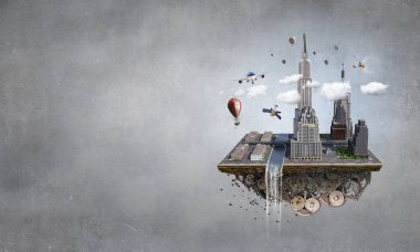 Mini şehir tasarım. Karışık teknik