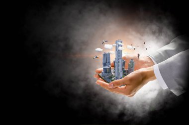 Mini şehir dış. Karışık teknik