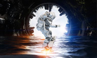 Astronot gemide. Karışık teknik