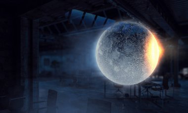 Ofiste ay gezegeni. Karışık teknik