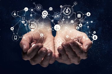 Sosyal etkileşim kavramı. 3D render