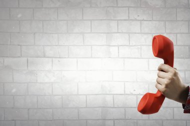 Retro kırmızı telefon alıcısı