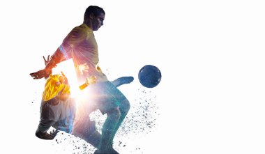 Futbol oyun arka plan. Karışık teknik