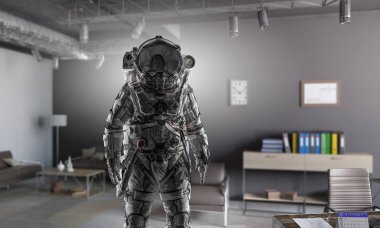 Uzay giysisi tasarım. Karışık teknik