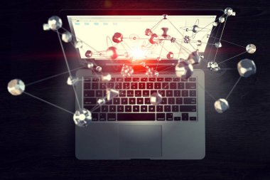 Sosyal bağlantı ve ağ. Karışık teknik