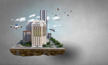 Mini şehir tasarım. Karışık teknik