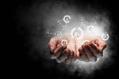 Sosyal bağlantı ve ağ. Karışık teknik