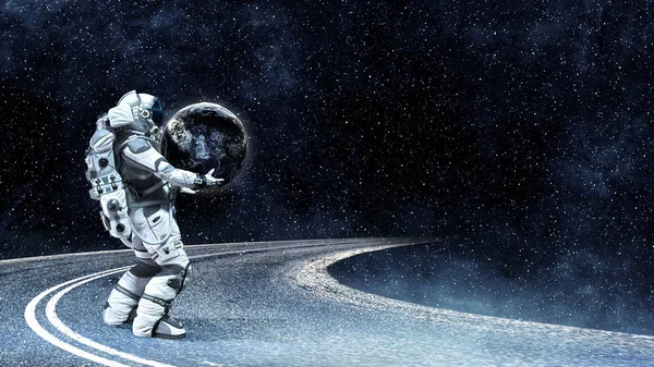 Spaceman nést své poslání. Kombinovaná technika — Stock fotografie