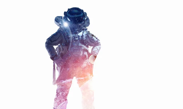 Spaceman en blanco. Medios mixtos —  Fotos de Stock